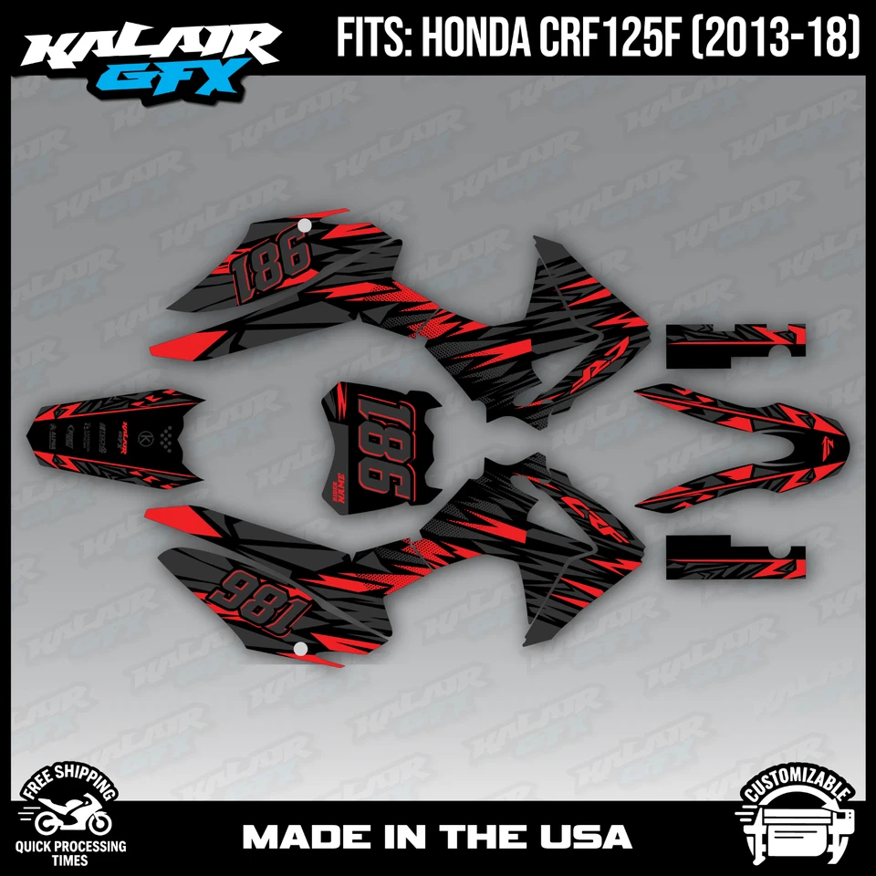 Kit de gráficos para Honda CRF125F (2013-2018) CRF 125F serie Twitch - rojo Foto 1 de 4