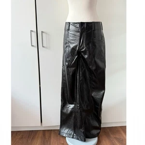 Pantalones Free People Star Crossed Lovers Talla 2 UK 6 Negro Pierna Ancha Imitación Cuero - Imagen 1 de 14