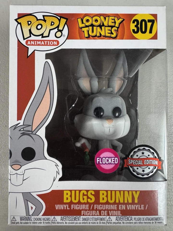 Bugs Bunny (Flocked) 307 ~ Looney Tunes ~ Funko Pop Vinyl + FREE POP PROTECTOR - Image 1 of 4