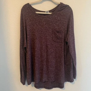 A New Day Womens Shirt Purple Heather Long Sleeve Scoop Neck Stretch Tee XXL - Picture 1 of 5