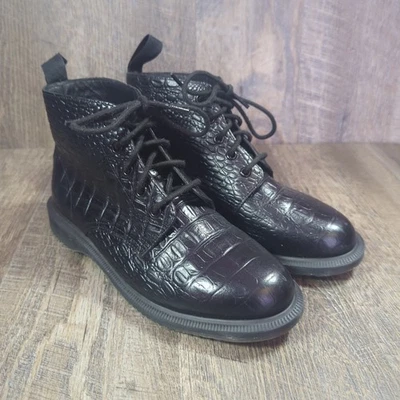 Botines Dr Martens Emmeline para mujer talla 8 cuero negro cocodrilo en relieve Foto 1 de 4