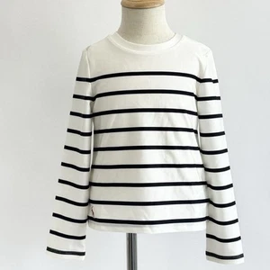 Polo Ralph Lauren Little Girls Nylon Striped Shirt, Ivory/Black, Size 5 NWT - Picture 1 of 4