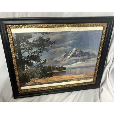 Cuadro de pared de madera antiguo con marco de yeso dorado de 19x23 pantallas de 15,5x19,75 Foto 1 de 4