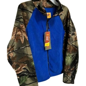 NWT TrailCrest Kids XL Blue Camo Fleece Zip Jacket Casual Warm Fall - Picture 1 of 7
