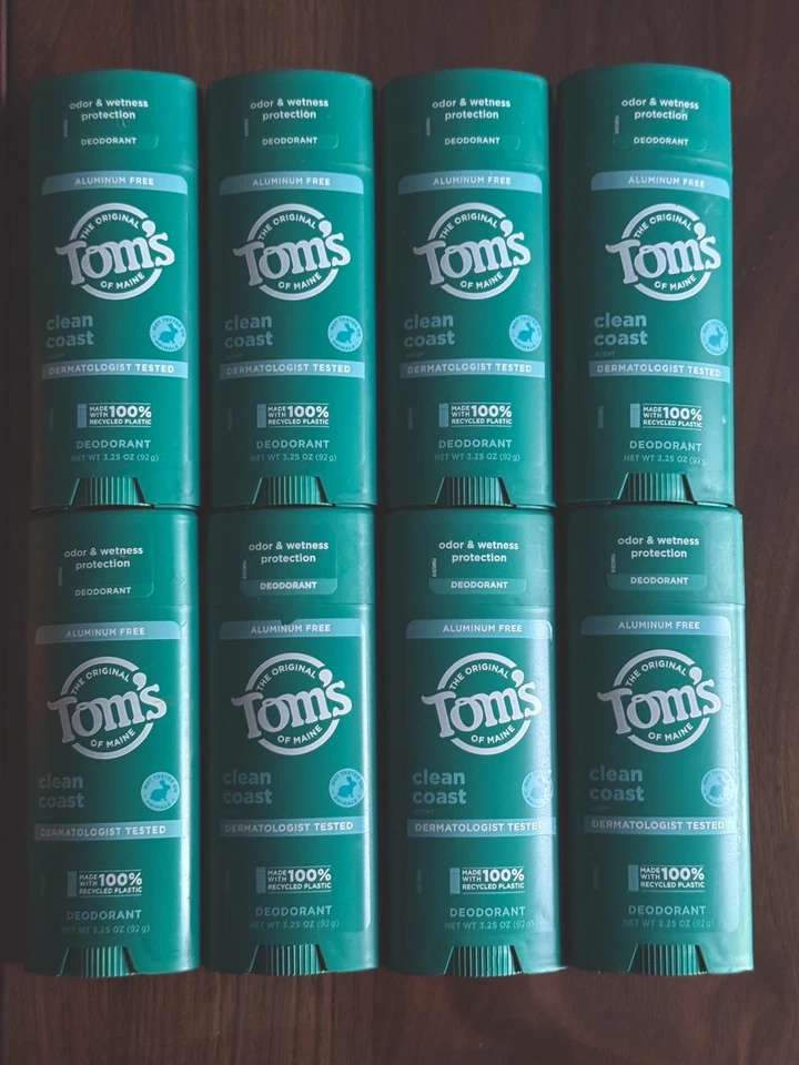LOTE x8 TOM’S Of Maine Clean Coast Desodorante en Barra Aluminio Libre 3.25 OZ Foto 1 de 1