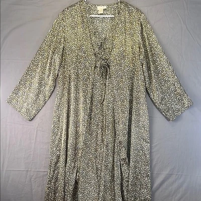 Bata de manga larga con estampado de leopardo Inner Most 2 piezas sin mangas hasta el suelo M Foto 1 de 4