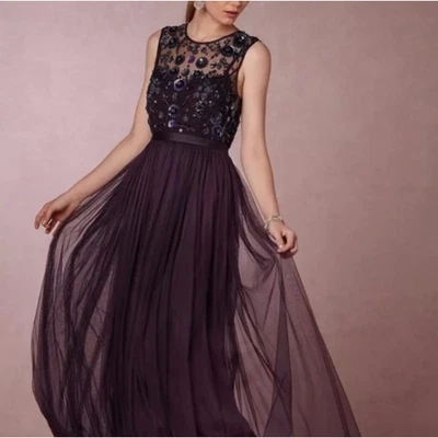 Vestido Aguja e Hilo Borgoña Cuentas Mariel Berenjena Lentejuelas 10 Púrpura Foto 1 de 4