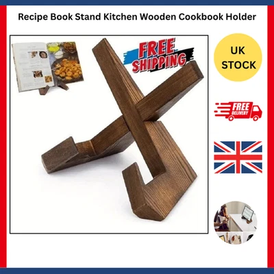 Recipe Book Stand Kitchen Wooden Cookbook Holder for Display Stand Decoration UK - Image 1 of 3