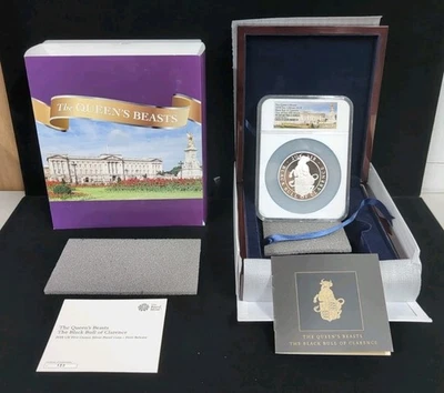Great Britain Queens Beasts Black Bull Clarence 2018 £10 5oz plata NGC PF 69 UC Foto 1 de 4