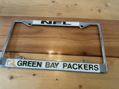 Antiga placa de licença Green Bay Packers quadro metal capa de carro futebol americano NFL - Imagem 1 de 4