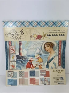GRAFIK 45 12x12 Cardstock Block - BY THE SEA (24 DOPPELSEITIGE BLÄTTER) 2014 Vintage. Neu - Bild 1 von 11