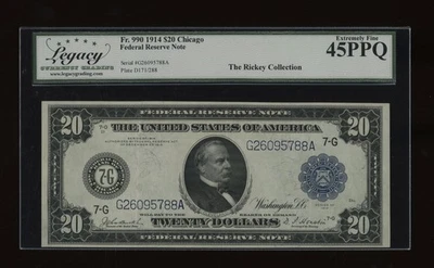 DBR 1914 $20 FRN Chicago Fr. 990 Legacy 45 PPQ Serial G26095788A - Image 1 of 2