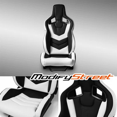 Asiento de coche reclinable de PVC serie EVO 1 PIEZA negro-blanco con deslizadores Foto 1 de 4