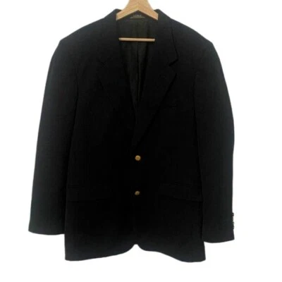 LL Bean Blazer Mens 44 Tall Black Micro Polyester Lined 2 Button Sports Jacket - Image 1 of 4