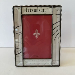 Fringe at Home Beveled Glass 4 x 6 Photo Tabletop Picture Frame "Friendship" - Picture 1 of 4