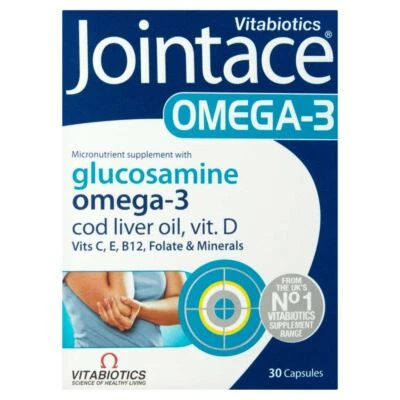 Vitabiotics Jointace Omega 3 Glucosamina Aceite de Hígado de Bacalao - 30 Cápsulas de Gel Suave Foto 1 de 4