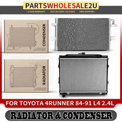 2 件装散热器和交流冷凝器冷却套件适用于丰田 4Runner 1984 - 1991 L4 2.4L — 第 1/4 张图片