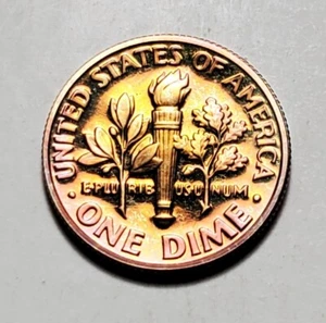 TONED 2001 S ROOSEVELT DIME CLAD PROOF UNC #C6377 - Picture 1 of 2