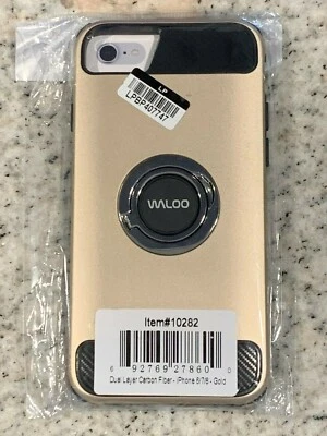 Waloo Dual Layer Carbon Fiber Case for iPhone 6/7/8 - Gold - Image 1 of 4