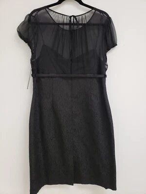 Tahari "Shamira" Women's Dress Size 16 NEW WITH TAGS-Sheer Top Belted Cap Sleeve - Image 1 of 4
