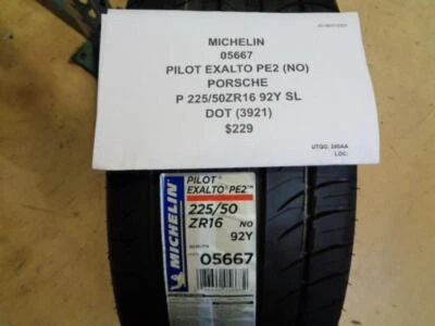 MICHELIN PILOT EXALTO PE2 (NO) PORSCHE P 225 50 16 92Y SL TIRE 05667 BQ4 Foto 1 de 4