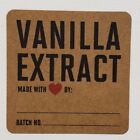Vanilla Extract Labels on Kraft (red heart) - 2&quot; square. Package of 12