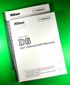 Owners Manual for Nikon D6 Camera 320 Pages Two Volume Set W/Clear Covers! - Picture 1 of 3
