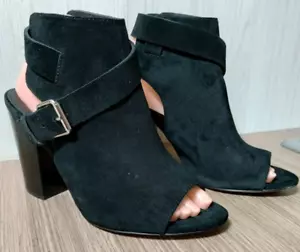 Paige schwarze Wildleder-Pumps Peeptoe Slingback klobige Absätze Größe 8 - Bild 1 von 10