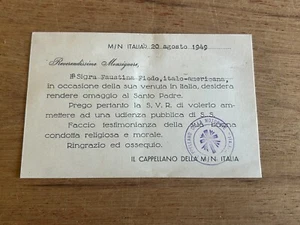 1949 Request To Meet With Pope Pius XII In Italy Chaplain Of The MIN Italia Vtg - Picture 1 of 16