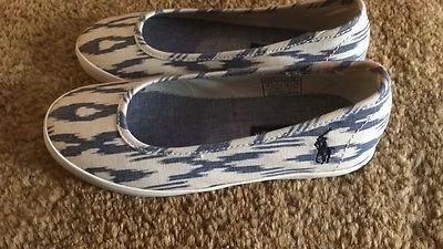 Ralph Lauren девочек синий/кремовый песочный балет туфли размер 12 новый - Изображение 1 из 4