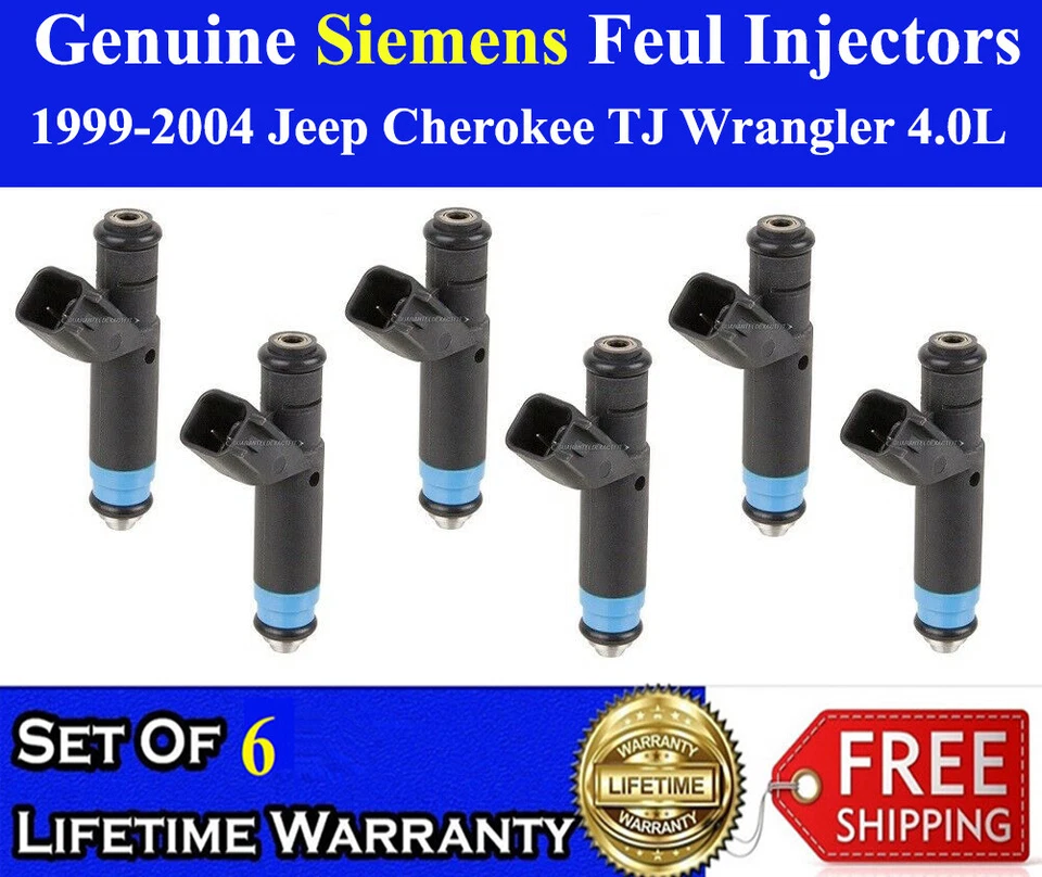 Upgrade Siemens  Fuel Injectors 6x  For 1999-2004 Jeep Grand Cherokee 4.0 I6 - Image 1 of 1