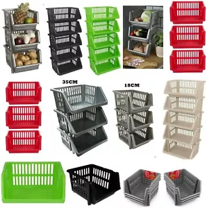 VEGETABLE FRUIT STORAGE BASKET KITCHEN STACKING STACKABLE UNIT RACK TIDY TIER - Picture 1 of 12