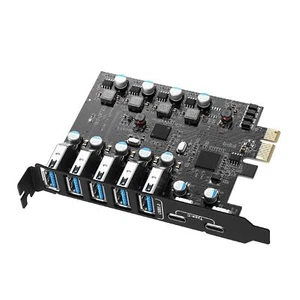 PCIE to 5 port USB3.0 converter 2 port USB3.1 Type-c PCI Express Expansion Card - Picture 1 of 6