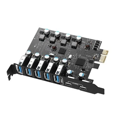 PCIE to 5 port USB3.0 converter 2 port USB3.1 Type-c PCI Express Expansion Card - Image 1 of 4
