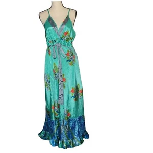 Cute Things Silk Recycled Art Women's Maxi Jumpsuit Free Size Tie Waist - Picture 1 of 8