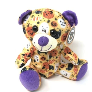 Halloween Print Ghost Black Cat Pumpkin Teddy Bear Stuffed Animal Plush 7” New - Picture 1 of 5