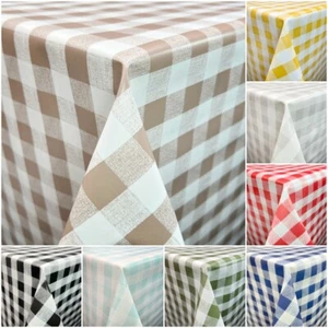 PVC Tablecloth Vinyl Gingham Check Pattern Oilcloth Fabric 140cm Wide - Picture 1 of 9