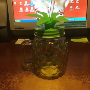CACTUS PINEAPPLE THEMED DRINKING JAR 490ML  BIRTHDAT CHRISTMAS THIRST - Picture 1 of 1