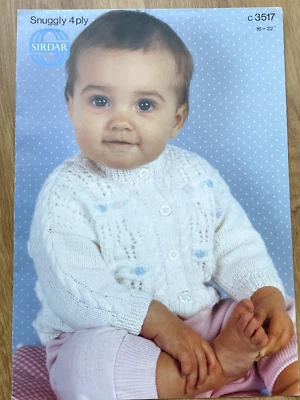 Baby girls lace + embroidered flower cardigan KNITTING PATTERN Sirdar 3517 - Image 1 of 4