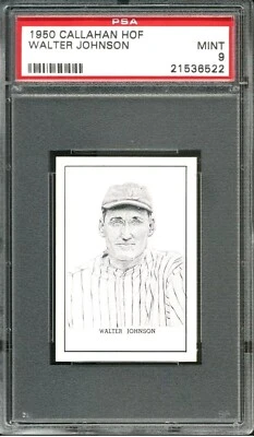 Salón de la Fama Callahan 1950 Walter Johnson PSA 9 como nuevo senadores raro solo 1 superior Foto 1 de 2