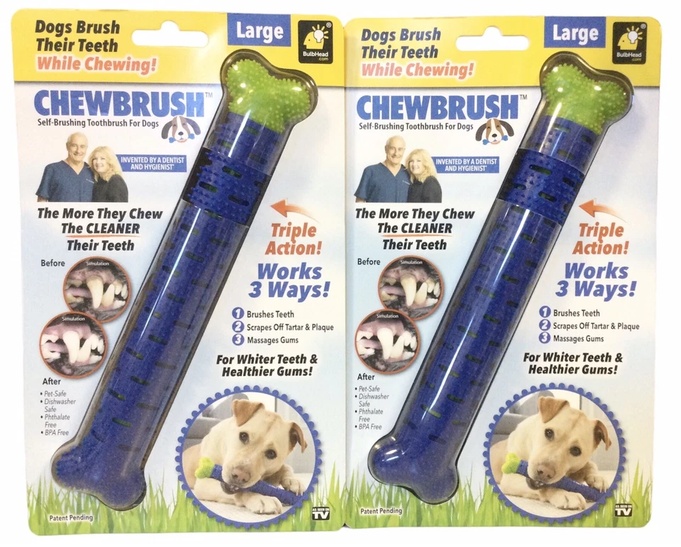 2 Pack Chewbrush Self-Brushing Toothbrush For Dogs Large For Whiter Teeth (B7) - Image 1 of 1