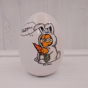 Enesco Garfield the Cat Ceramic Easter Egg Bank Here Rabbit Rabbit - Picture 1 of 5