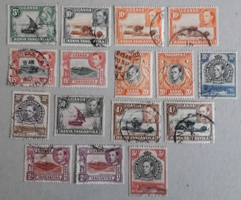 KUT 1938-54 KGV1 SG part set to SG148 5/- shade varieties FU mostly LH Cover