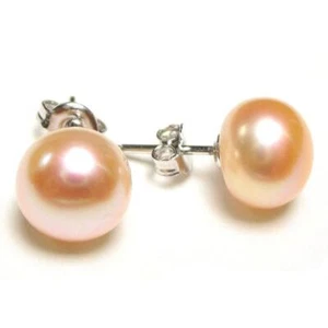 Echte Ohrstecker 8-9 mm AAA rosa Zuchtperlen 925 Silber - Bild 1 von 2