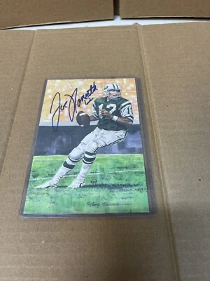 New York Jets Joe Namath #12 SIGNED GOAL LINE ART CARD HOF 1985 Jsa ! - Image 1 of 2