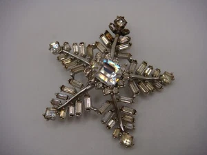 VINTAGE SIGNED COROCRAFT RHINESTONE SNOWFLAKE PIN BROOCH ESTATE - Bild 1 von 13