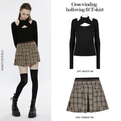 Sexy Camisa Gótica Manga Larga Punk Rave Para Mujer Calce Ajustado Informal Prendas para el torso Foto 1 de 4