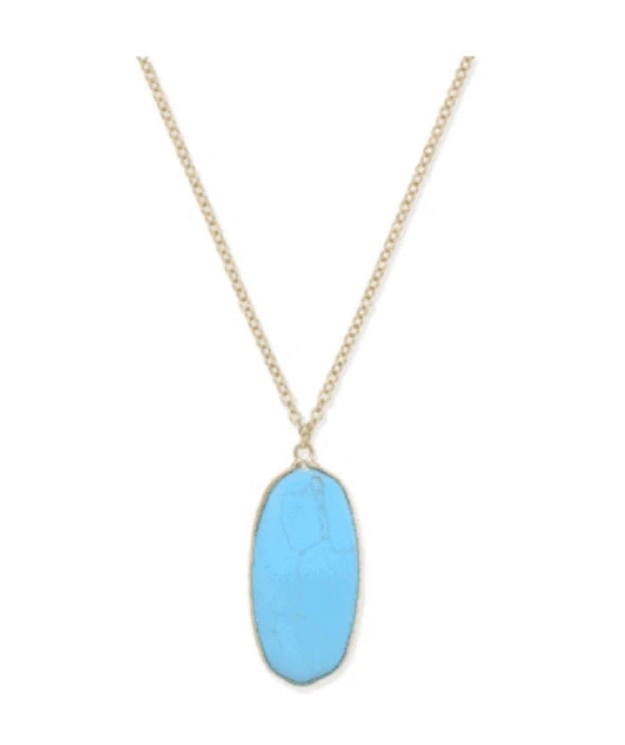 Inspired Life $25 Nuevo con Etiquetas Collar Largo Aqua Ovalado Piedra Colgante Oro Langosta DJ23 Foto 1 de 1