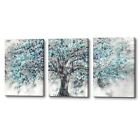 Abstract Tree Canvas Wall Art: 3 Pieces Blue Big Tree Picture Modern Blooming...