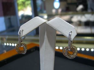 FINE WOMENS THREE TONE EARRINGS 14 KARAT  DIAMOND 1.00 CARATS CIRCLE  NEW! - Picture 1 of 12